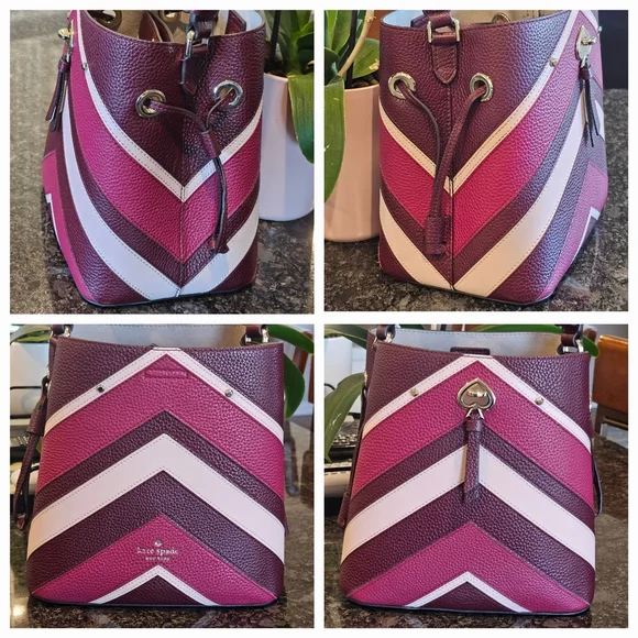 Kate Spade Pink and White Chevron Tote - Picture 12 of 16